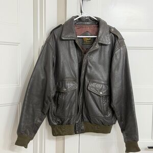 Reed Vintage 80s Brown Leather A-2 Flight Bomber Jacket Men’s